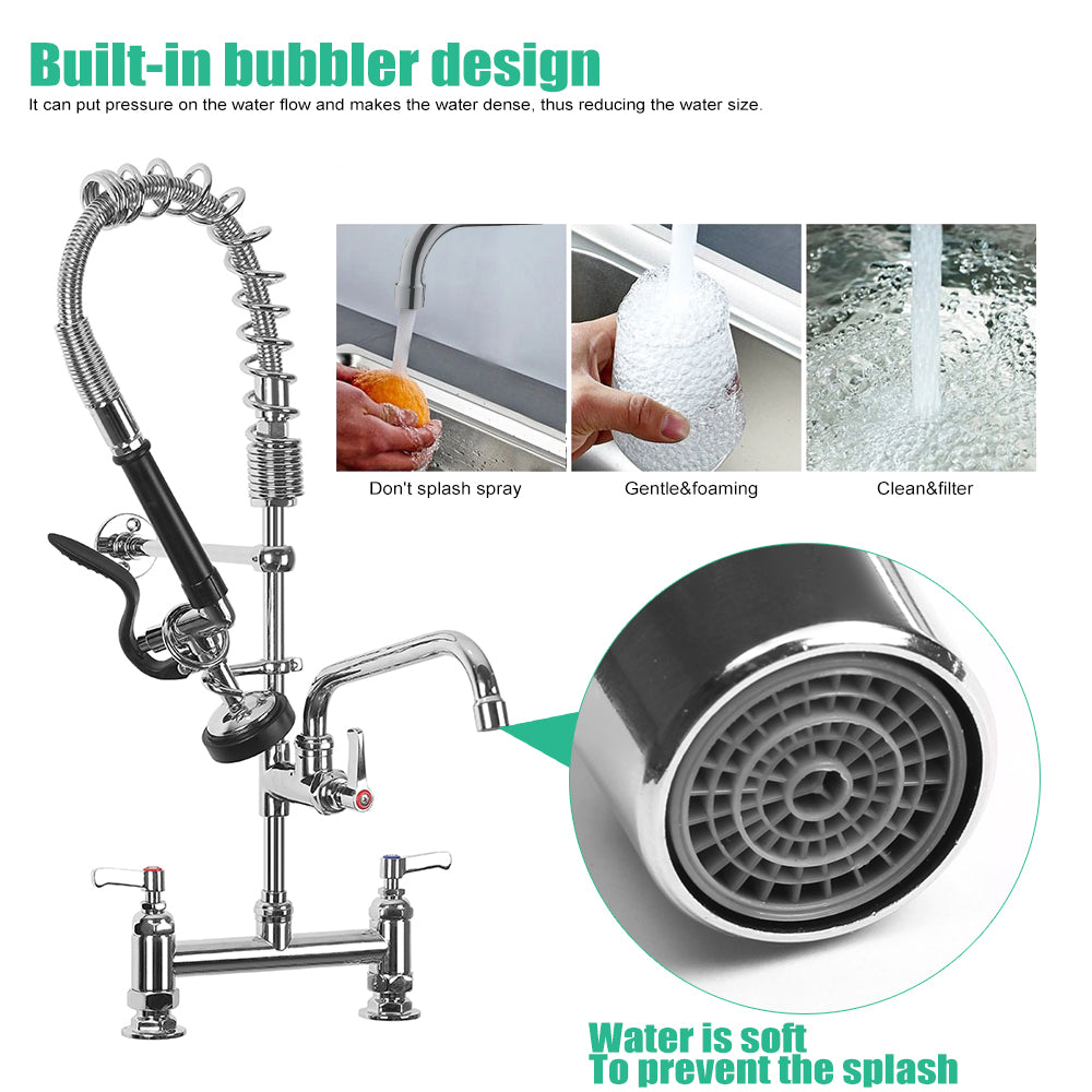 CWM 26” Commercial Faucet with Sprayer (Deck-Mounted)