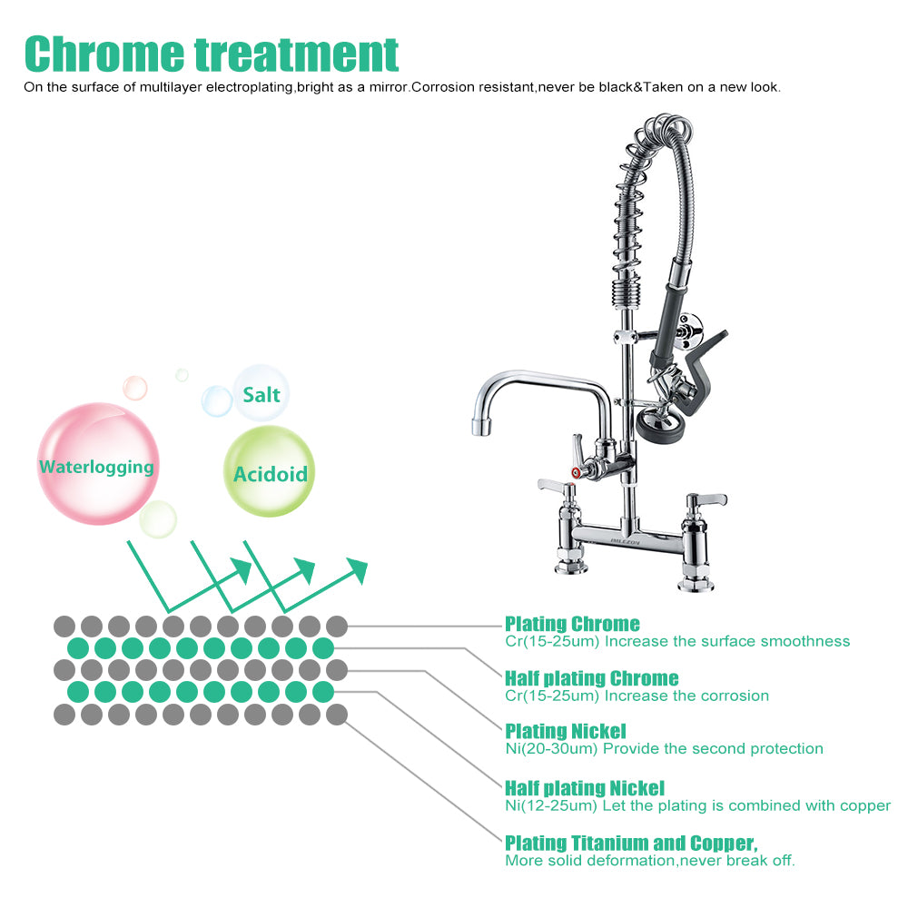 CWM 26” Commercial Faucet with Sprayer (Deck-Mounted)