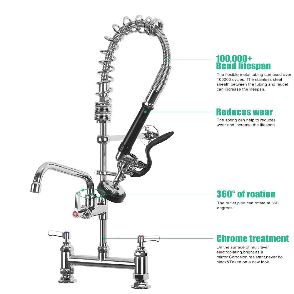 CWM 26” Commercial Faucet with Sprayer (Deck-Mounted)