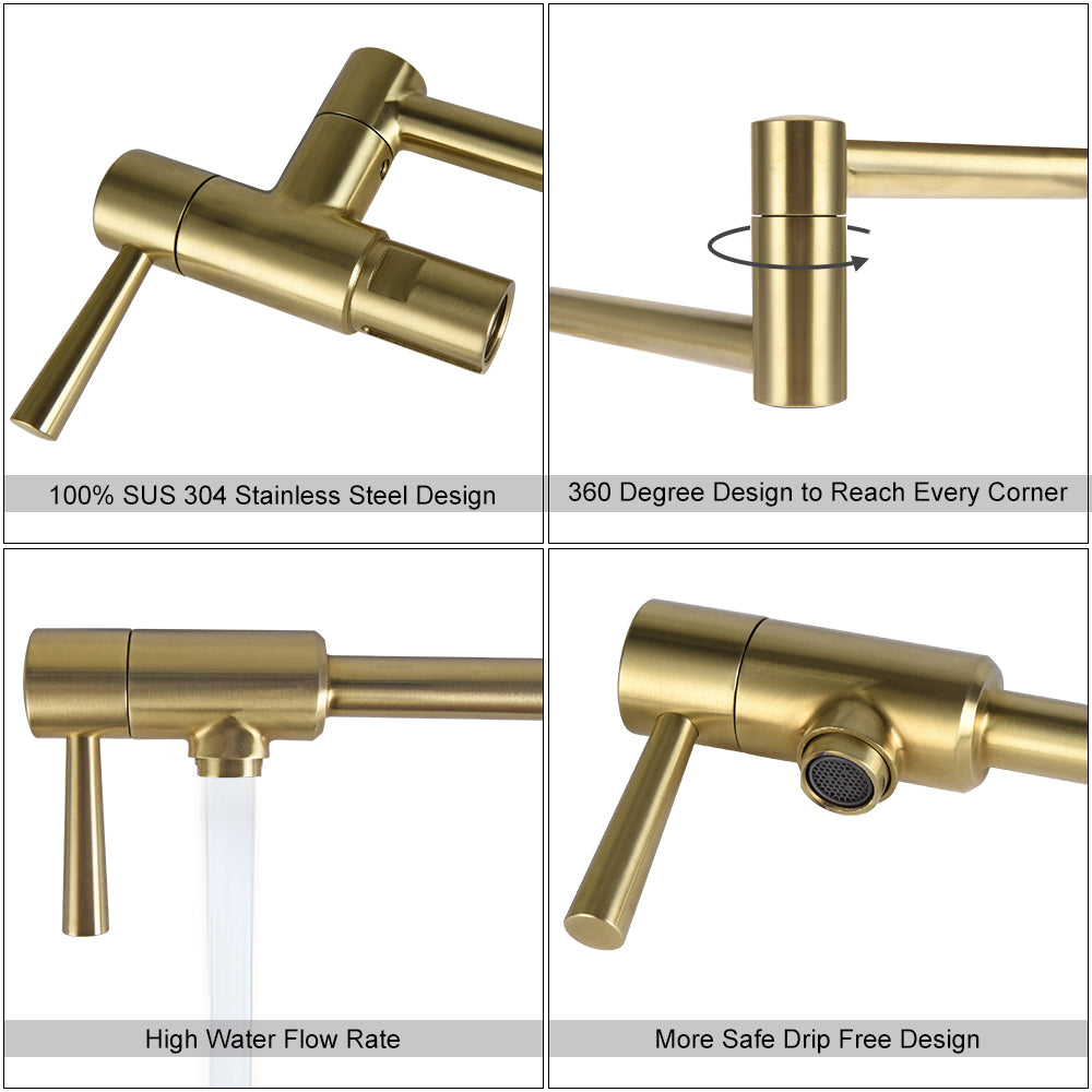 CWM Pot Filler Faucet A,Brushed Gold