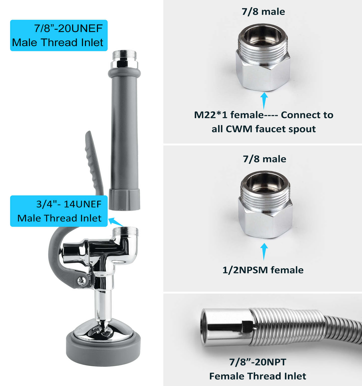 CWM Commercial Sink Sprayer with 45" Hose