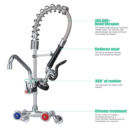 CWM 26" Commercial Faucet with Sprayer (Adjustable 4 to 10")