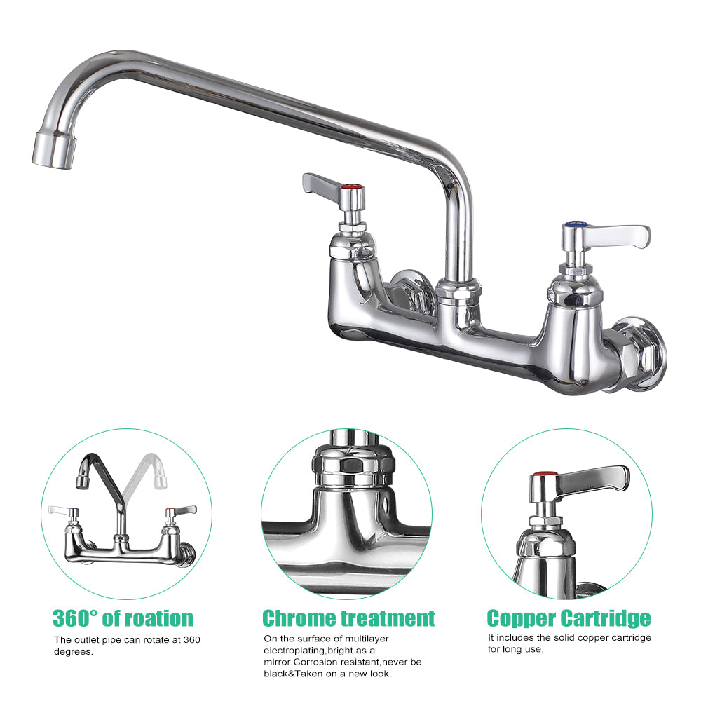 CWM Wall Mount Commercial Faucet with 10" Spout