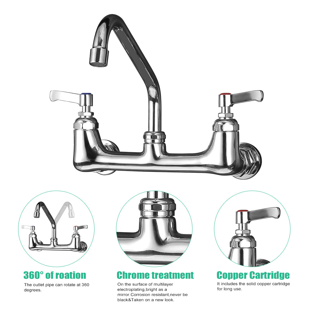 CWM Wall Mount Commercial Faucet with 8" Spout