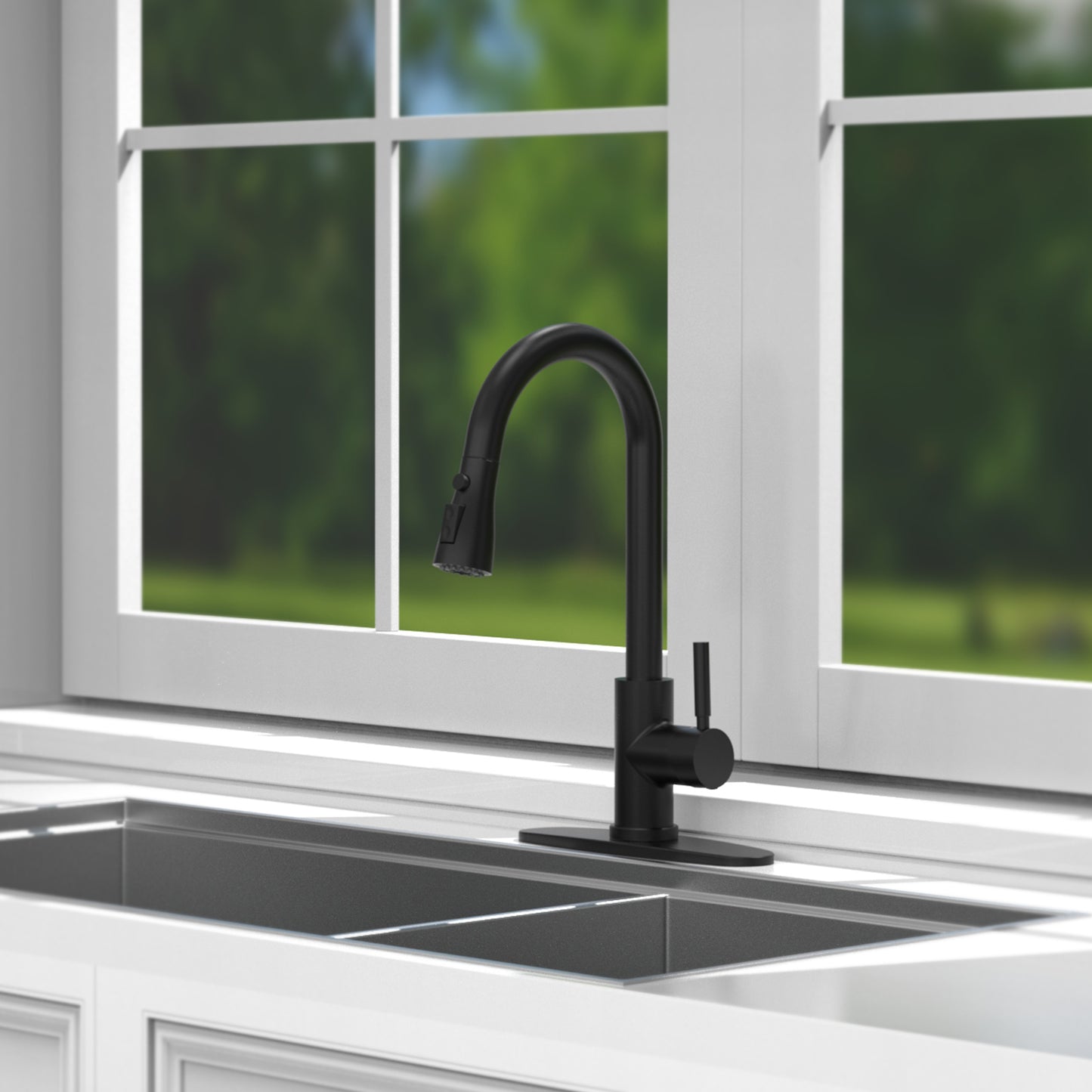 CWM Kitchen Faucet with Pull Out Faucet,Matte Black