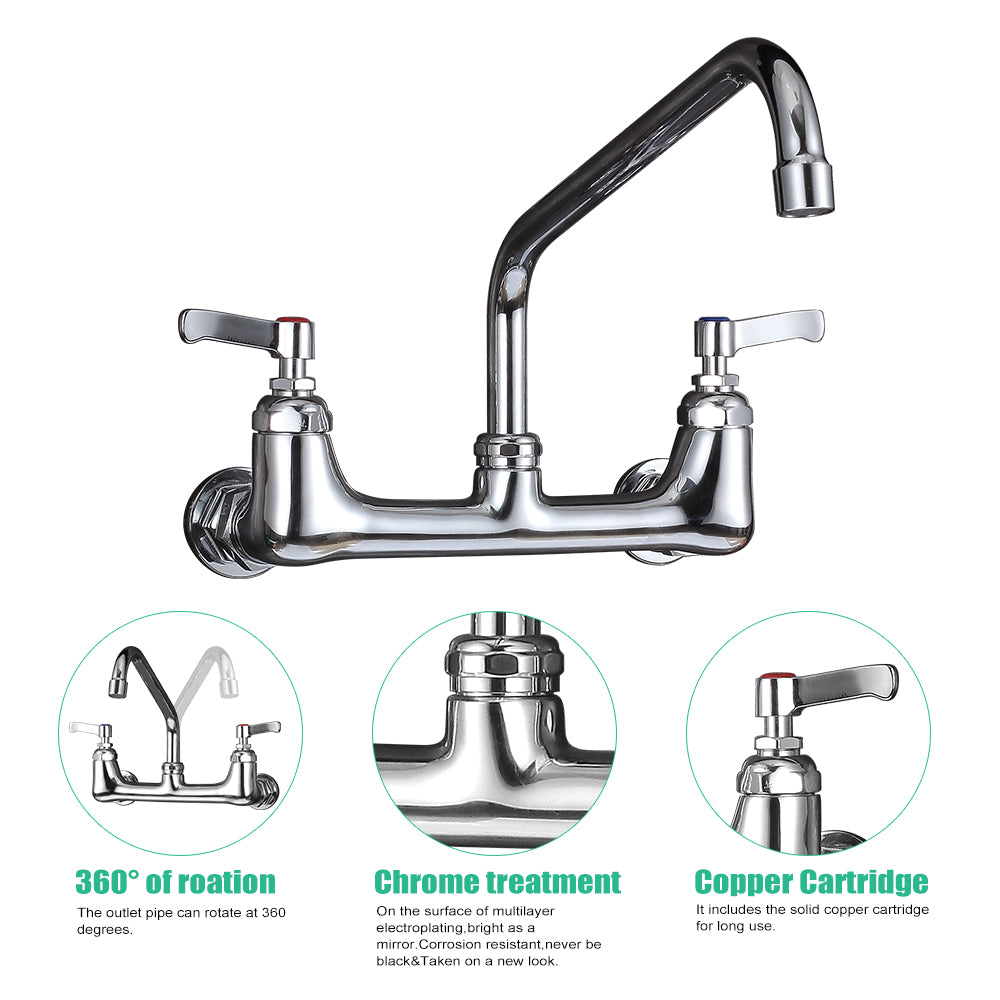 CWM Wall Mount Commercial Faucet with 12" Spout