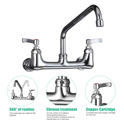 CWM Wall Mount Commercial Faucet with 12" Spout