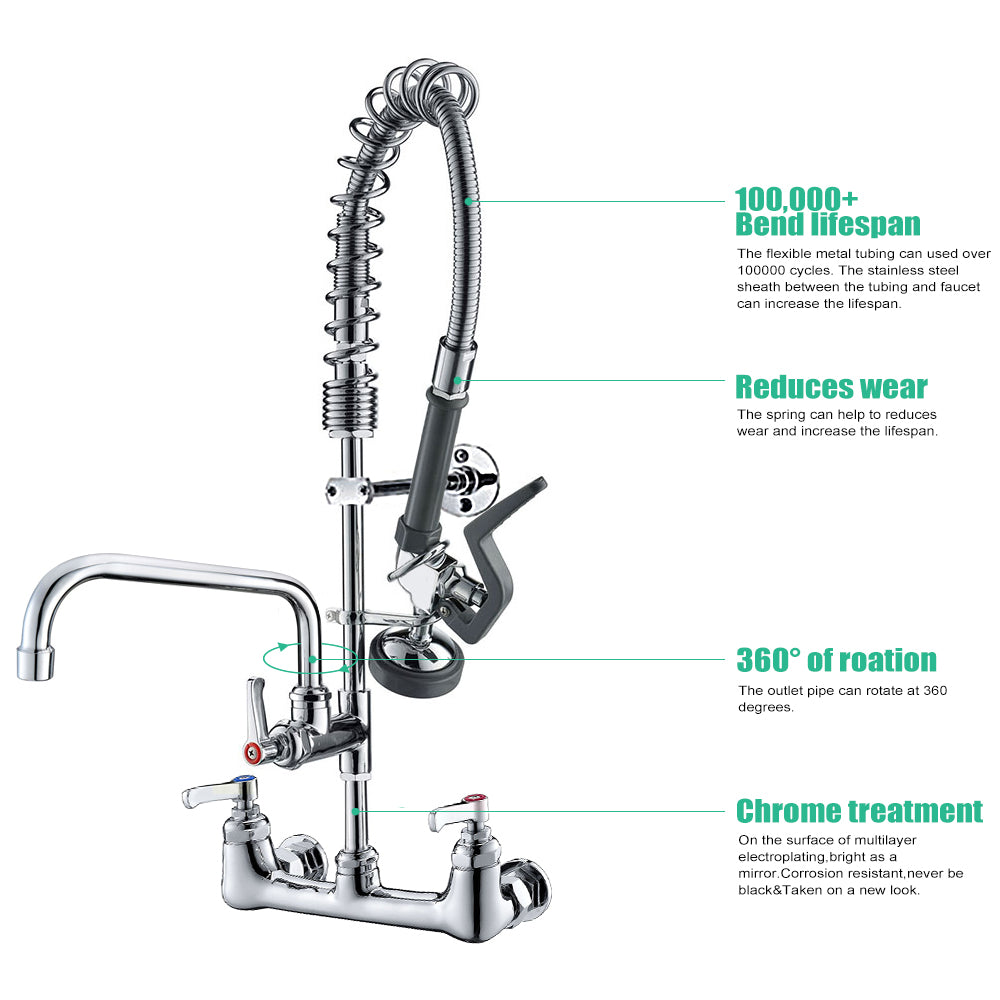 CWM 25" Commercial Faucet with Sprayer