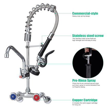 CWM 26" Commercial Faucet with Sprayer (Adjustable 4 to 10")