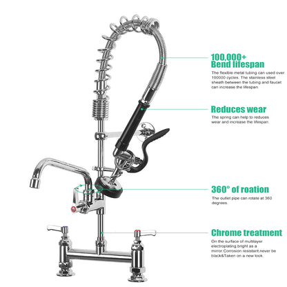 CWM 26” Commercial Faucet with Sprayer （Deck-Mounted）