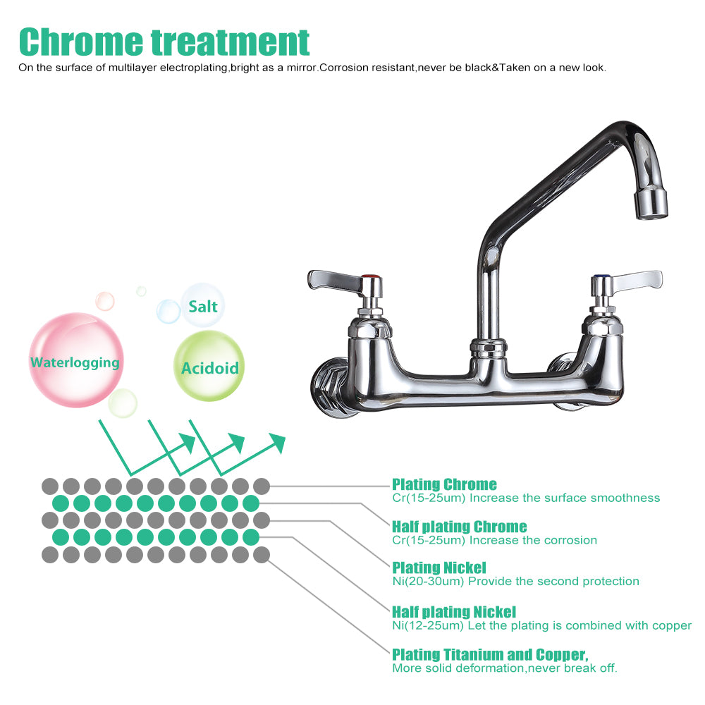 CWM Wall Mount Commercial Faucet with 12" Spout