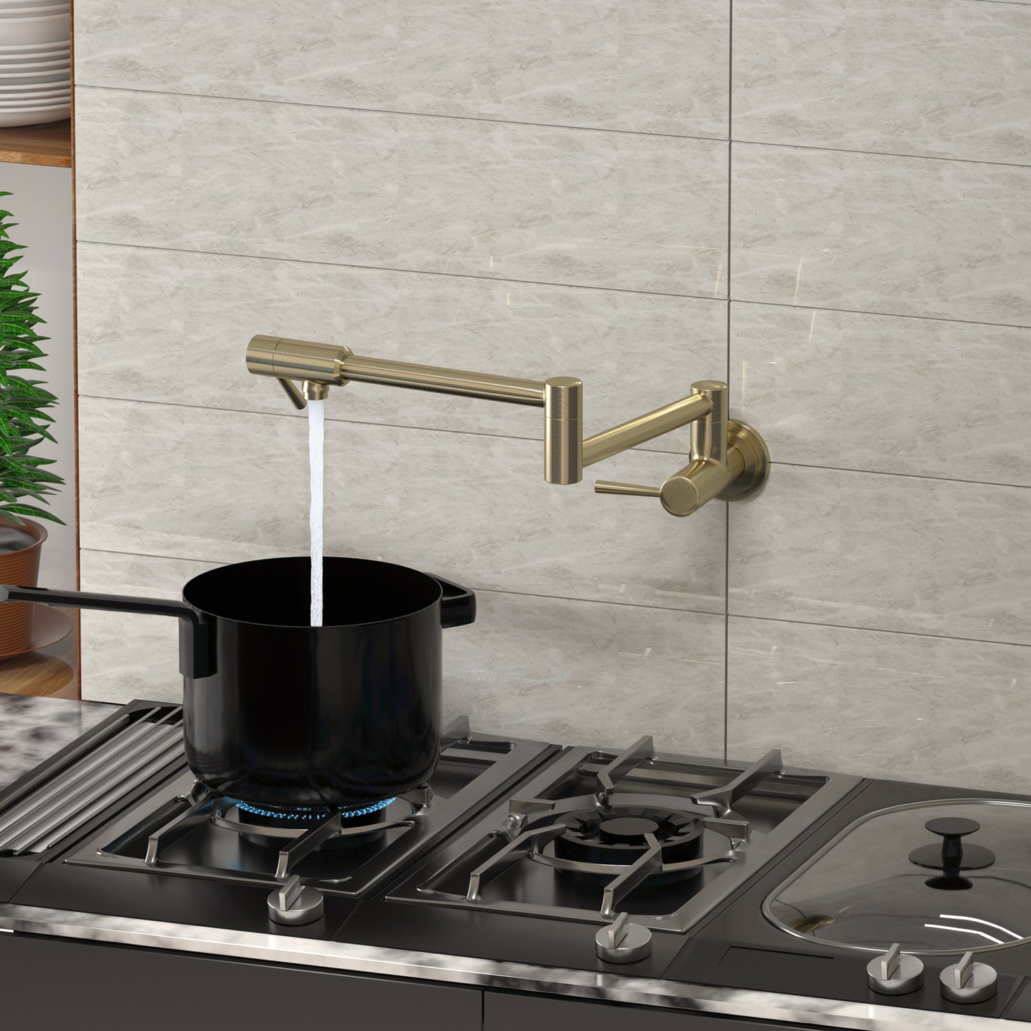 CWM Pot Filler Faucet A,Brushed Gold