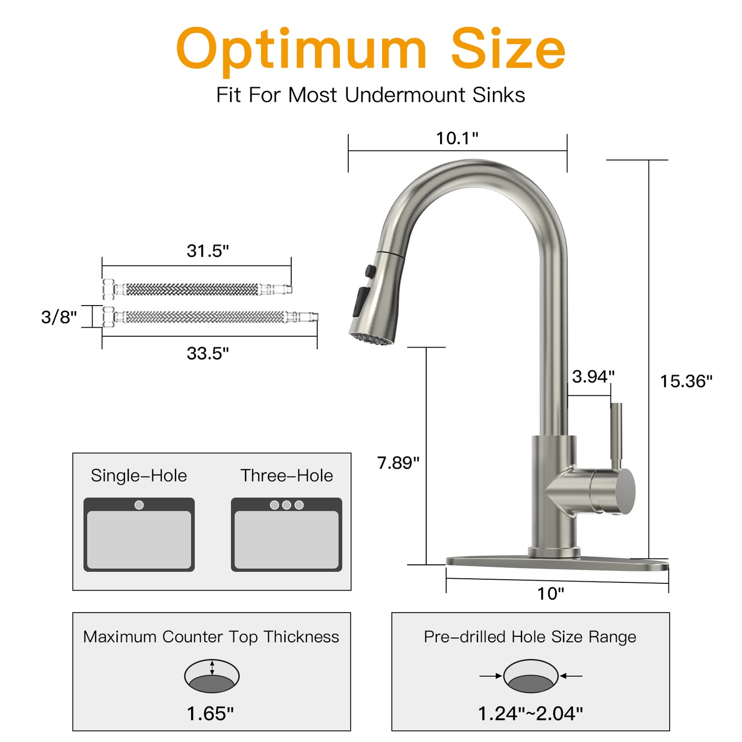 CWM Kitchen Faucet with Pull Out Sprayer,Brushed Stainless