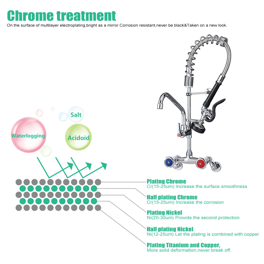 CWM 26" Commercial Faucet with Sprayer (Adjustable 4 to 10")