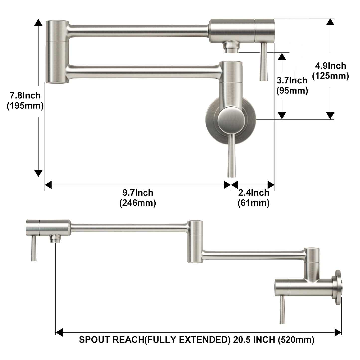 CWM Pot Filler Faucet A,Stainless Steel