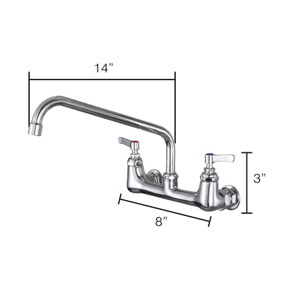 CWM Wall Mount Commercial Faucet with 14" Spout