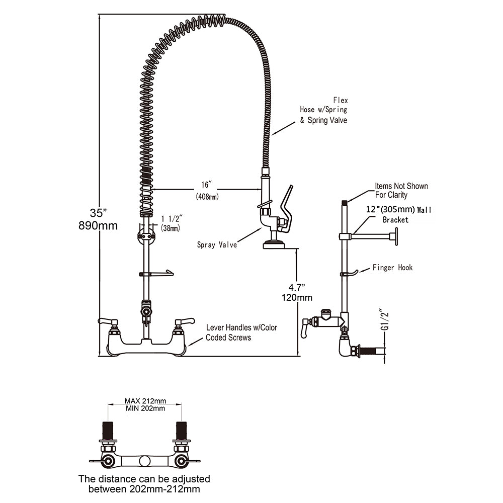 CWM 36" Commercial Faucet with Sprayer