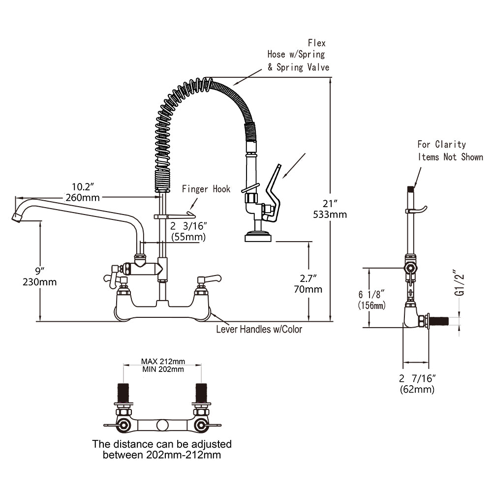 CWM 21" Commercial Faucet with Sprayer