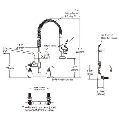 CWM 21" Commercial Faucet with Sprayer