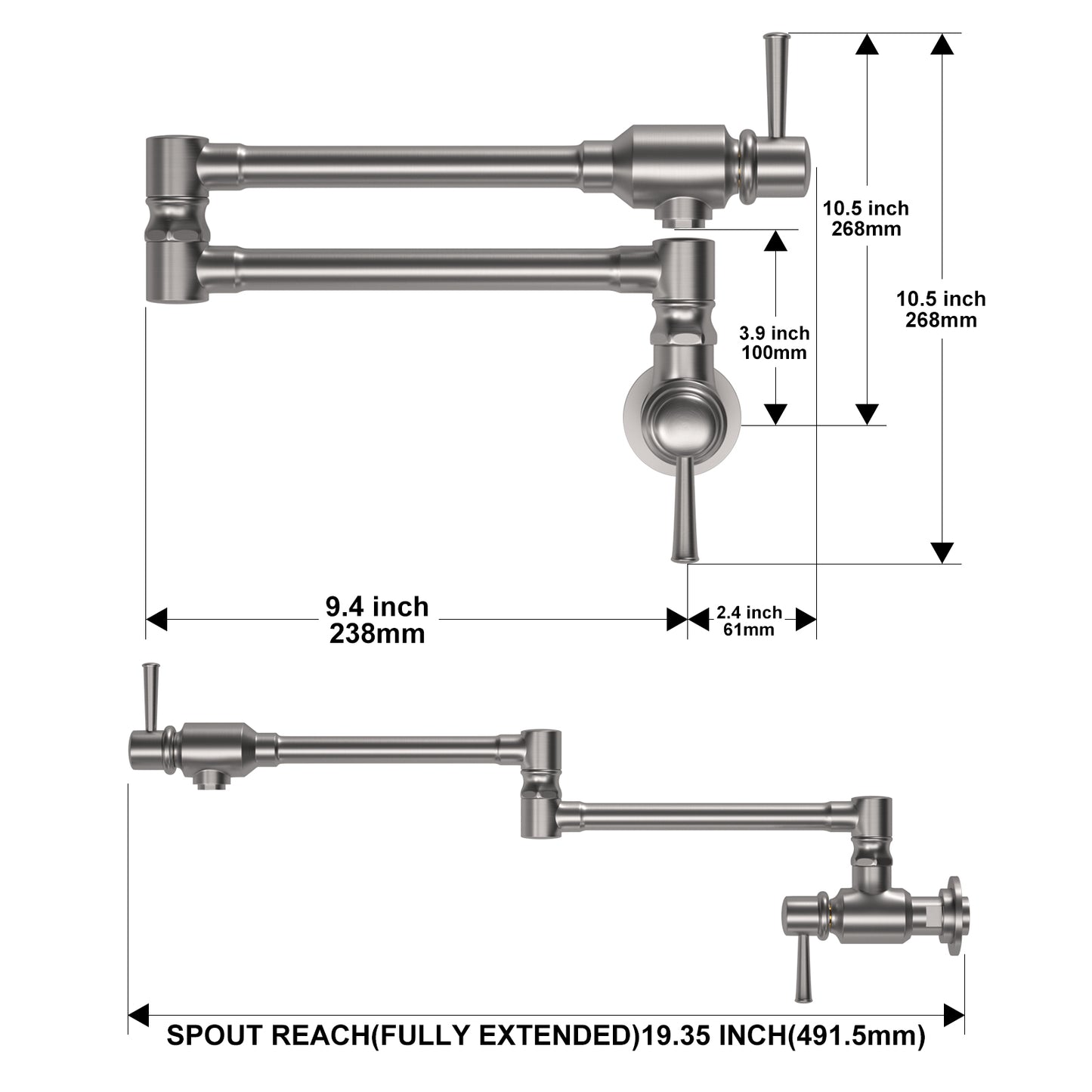 CWM Pot Filler Faucet B,Stainless Steel