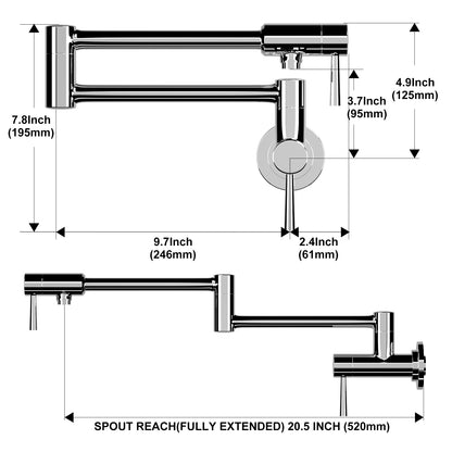 CWM Pot Filler Faucet A,Polished Stainless