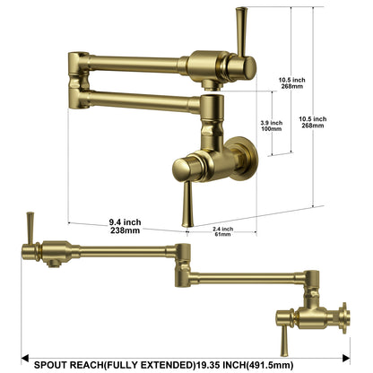 CWM Pot Filler Faucet B,Brushed Gold